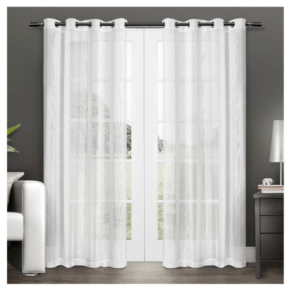 FARMHOUSE Pair Penny Sheer White Curtain Panels